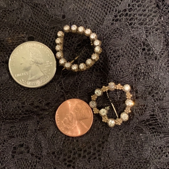 Rare finds. Pair of Antique Paste Rhinestone Victorian Era Pins - Picture 9 of 9